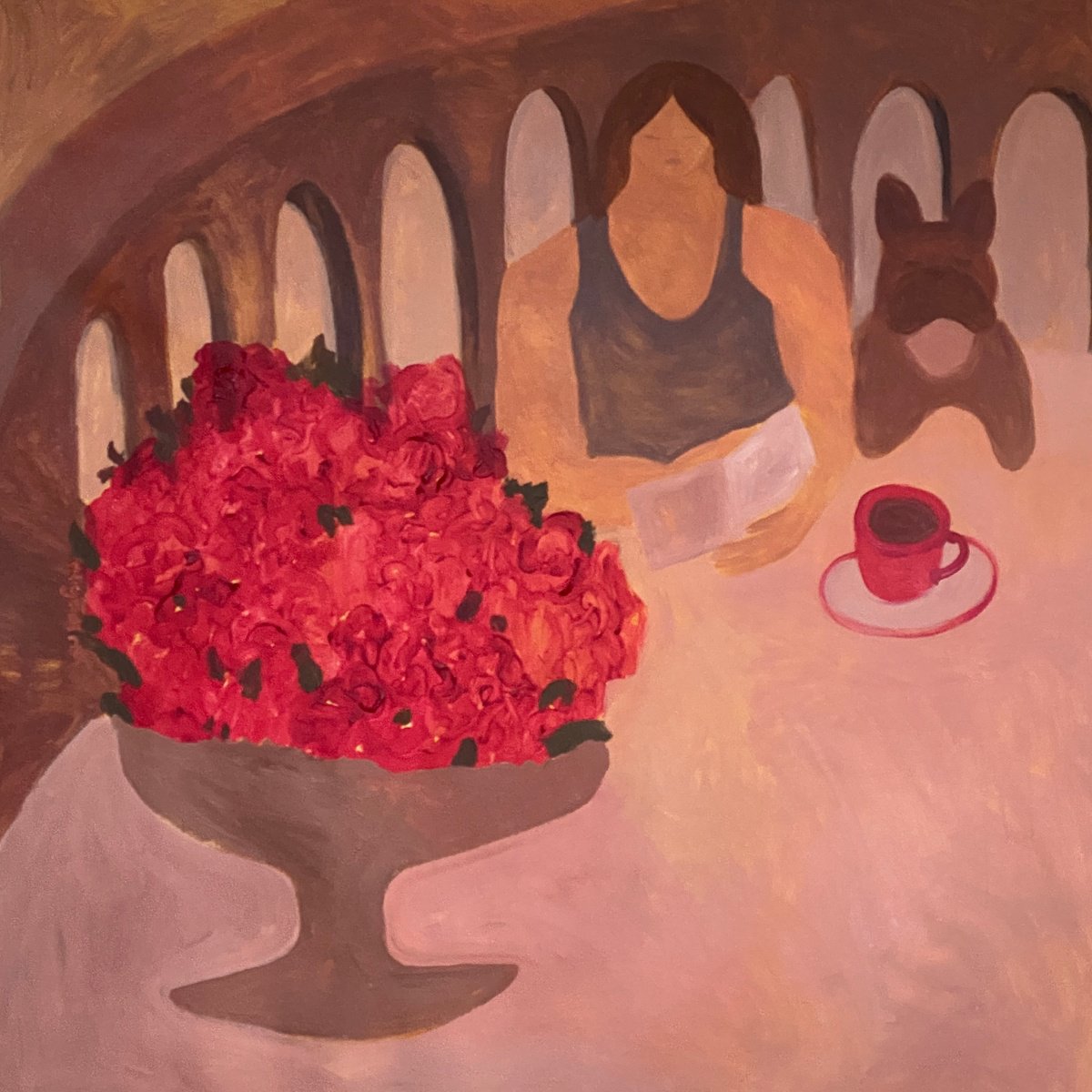 Impressionistic Portrait Acrylic Painting By Dasha Pogodina, 37 X 37, Romanian Morning, Original Artwork