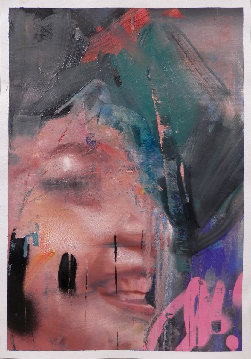 Urban And Pop Portrait Oil Painting By Milos Hronec, 11 X 17", Event 2, Original Artwork