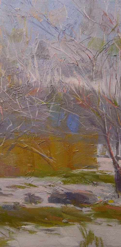 Winter Trees Painting " Lilac Day" ( 226l13 ) by Yuri Pysar
