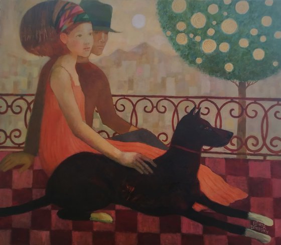 Two with a dog