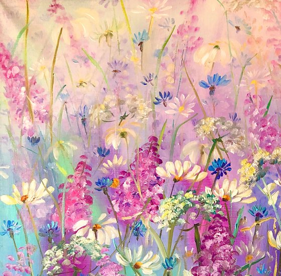 RAINBOW GLADE - Wildflowers. Rainbow. Garden. Blossom. Dreams. Bright day. Summer.