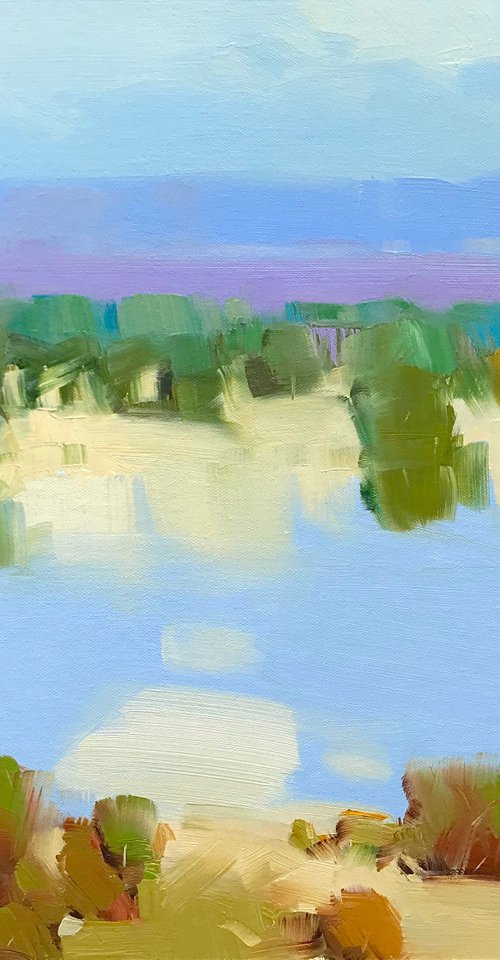 Summer Reflection, Original oil painting, Handmade artwork, One of a kind by Vahe Yeremyan