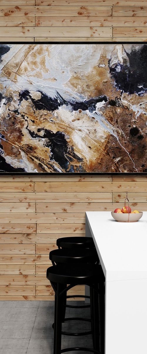Slated Kiss 240cm x 100cm Textured Abstract Art by Franko