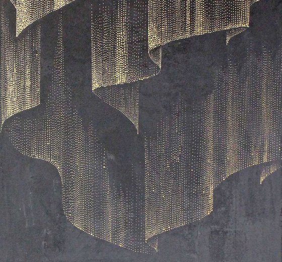 "Northern Lights" Black gold lights abstract