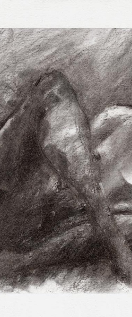 Nude figure, charcoal drawing by Marin Victor