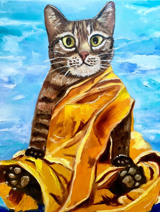 Buddhist cat bringing peace and tranquility of mind