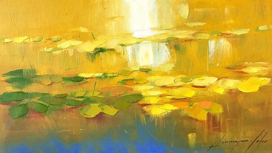 Waterlilies, Original oil Painting, Impressionism, Handmade artwork, One of a Kind