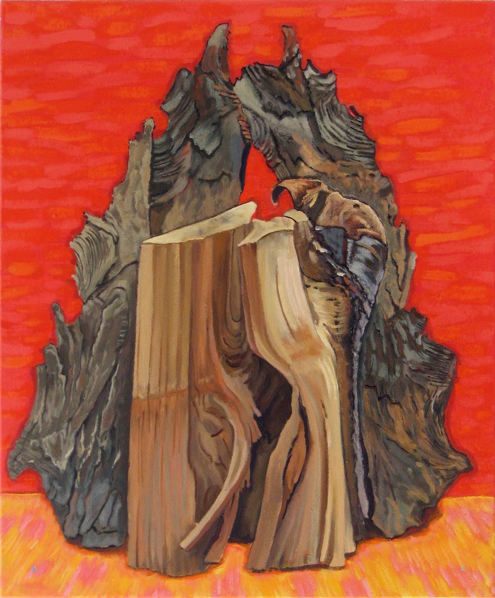 Still Life Oil Painting By Richard Gibson, 20 X 24", Timber Agianst Red, Original Artwork