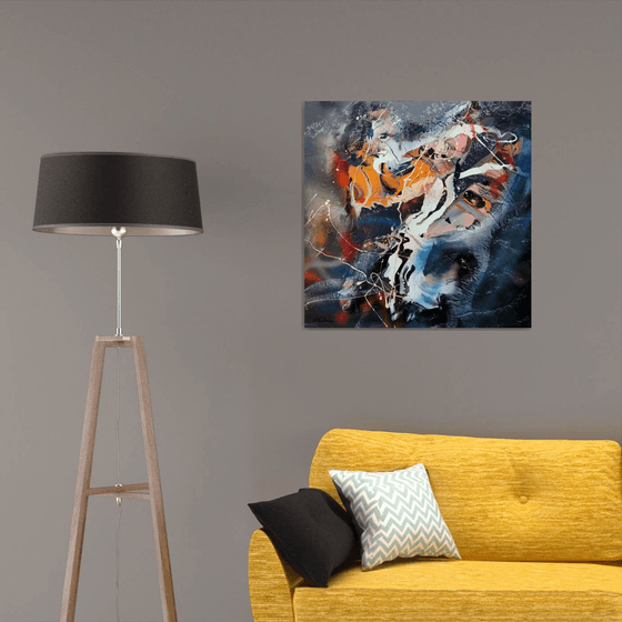 Nocturnal dance stunning abstract relief painting on wood beautiful color combination Kloska