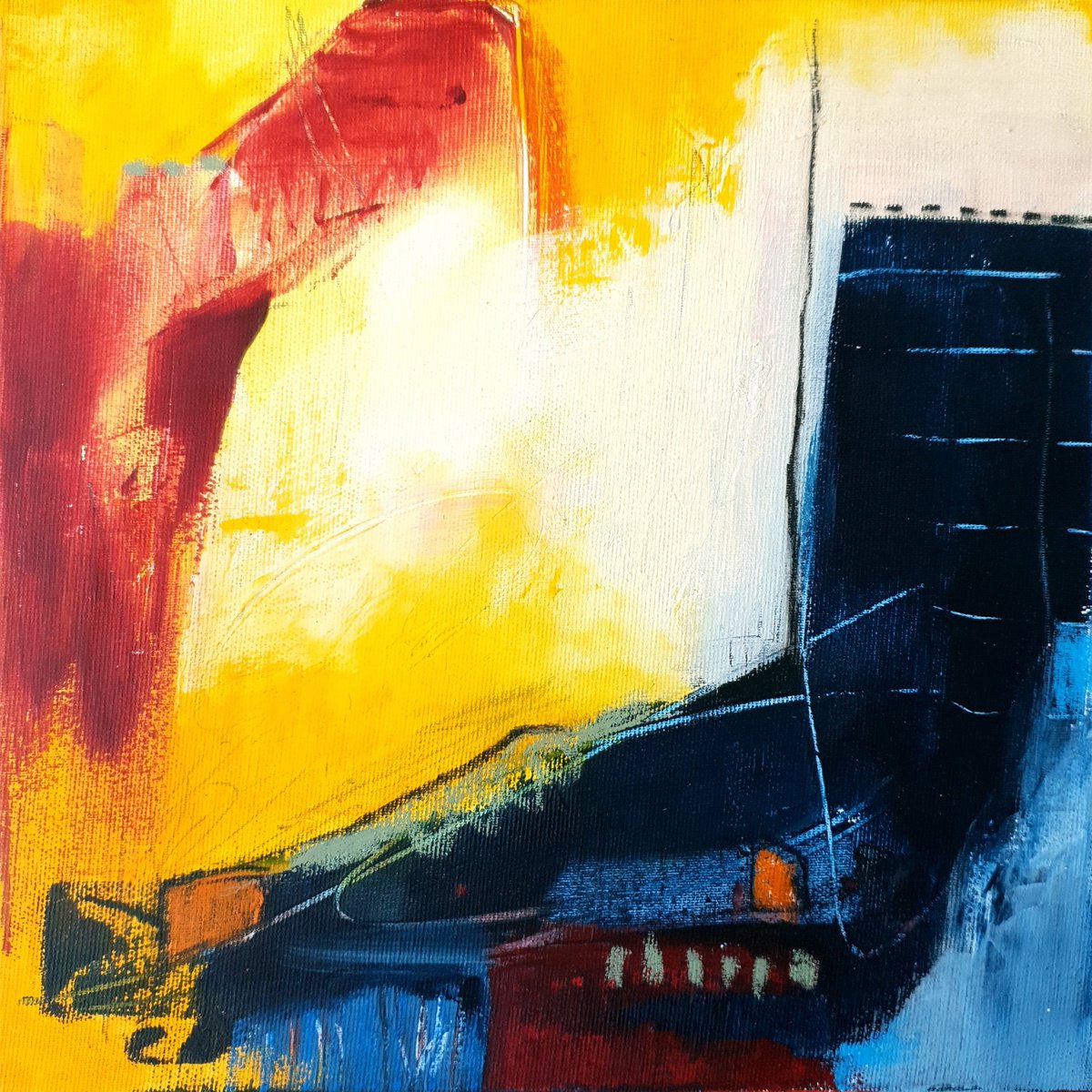 Abstract Acrylic Painting By Iulia Paun, 12 X 12, Feels Like Summer, Original Artwork