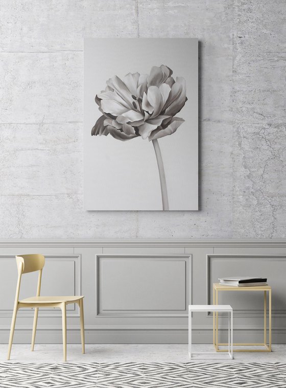 "Tulip" Black white oil flower