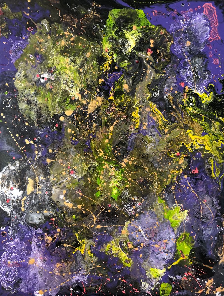 Abstract Acrylic Painting By Nelaart, 20 X 26", Space, Original Artwork