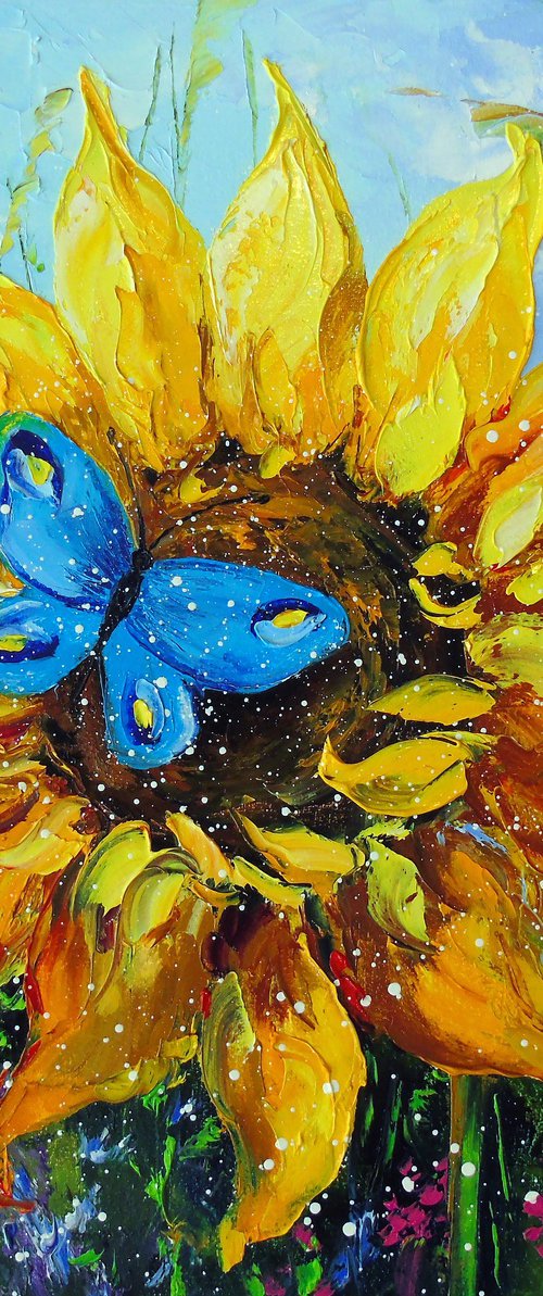 Sunflower and Butterfly by Olha Darchuk