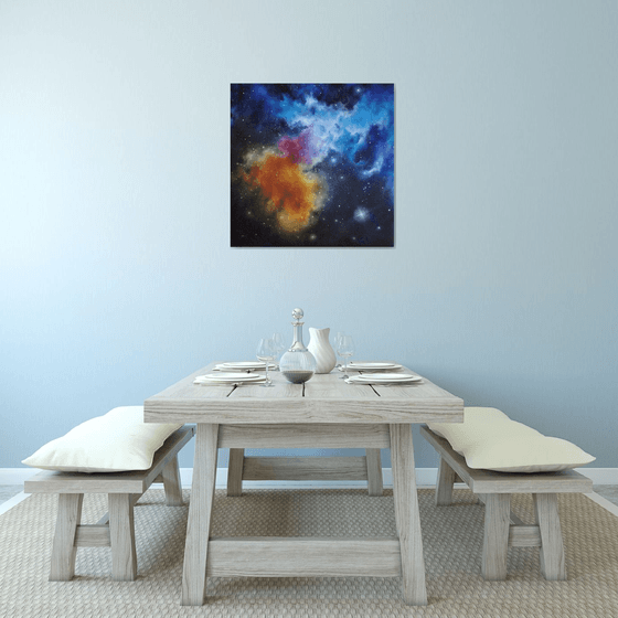 Fire & Ice (reworked) - Space Art, Nebula, Acrylic Large Wall Art