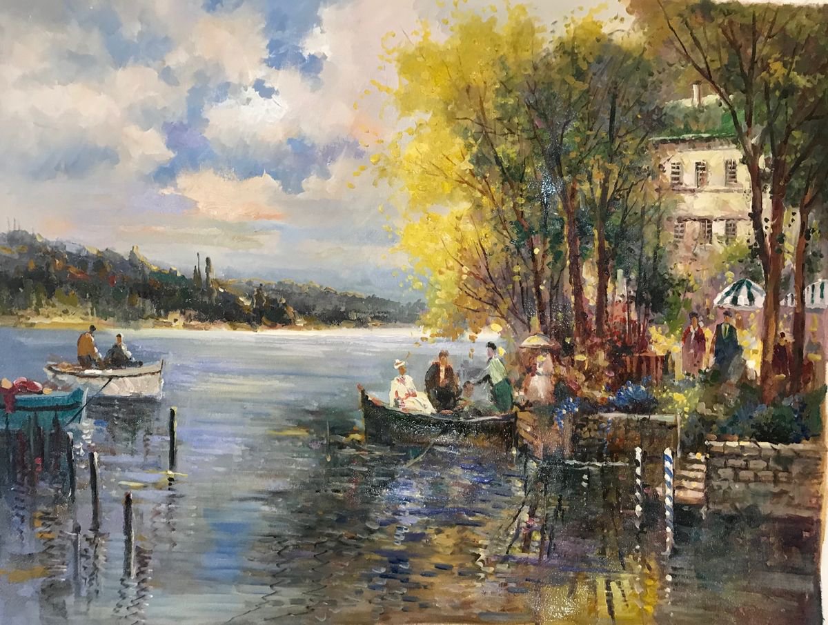 Boating by the river by W. Eddie
