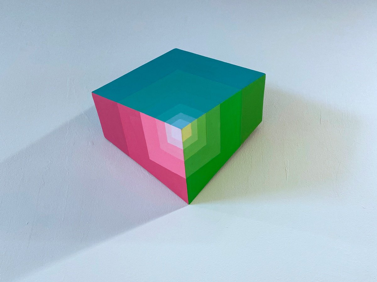 Geometric Cityscapes Sculpture By Jessica Moritz, 12 X 12, Homage To The Square, Original Artwork