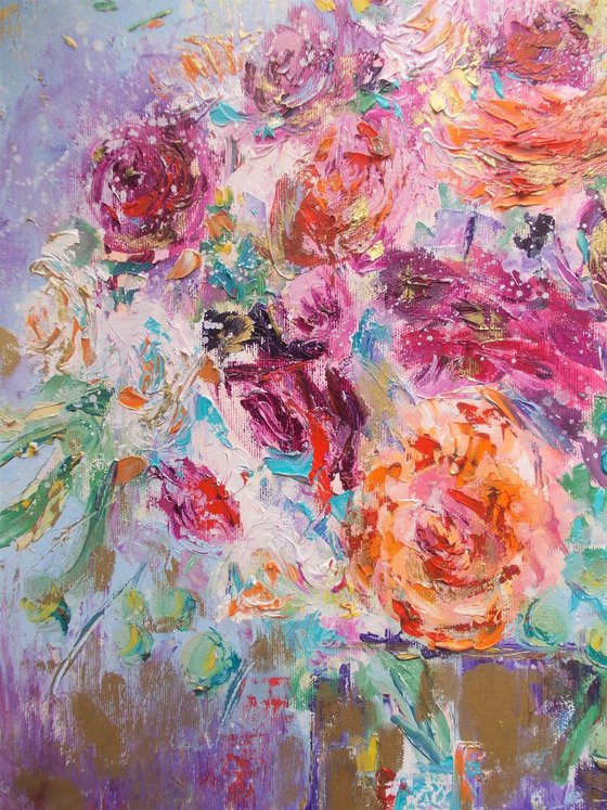 Morning Joy II-Roses oil painting-Still life roses