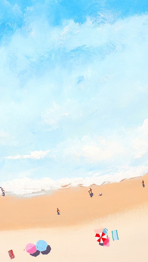 Umbrellas shoreline IV by Carlos Martín
