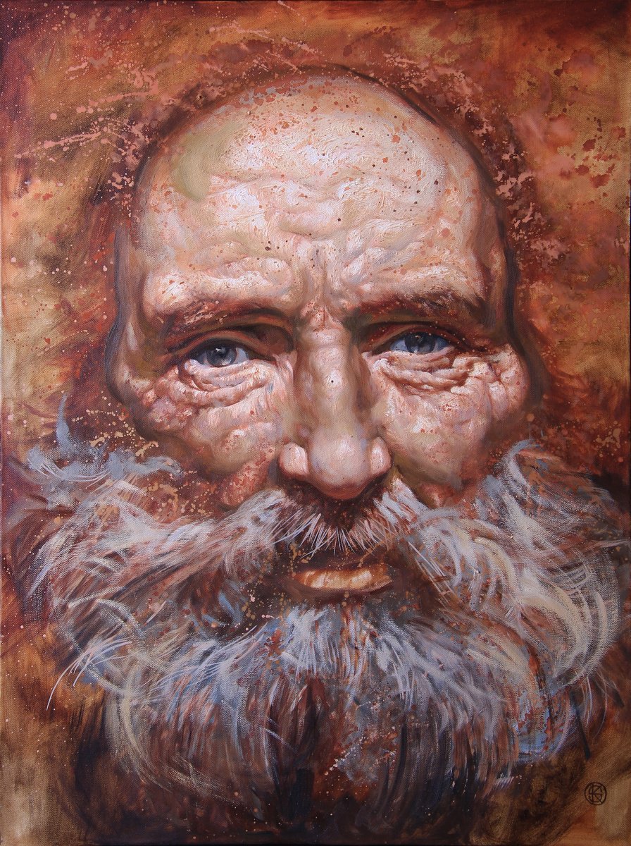 Photorealistic Portrait Oil Painting By Yaroslav Kurbanov, 24 X 31", Philosopher, Original Artwork