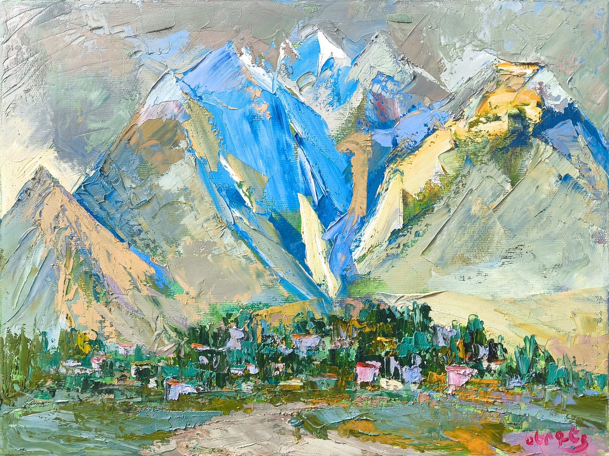 Village Beneath The Peaks By Sergey Arustamyan, 16 X 12, Artwork For Sale On Artfinder