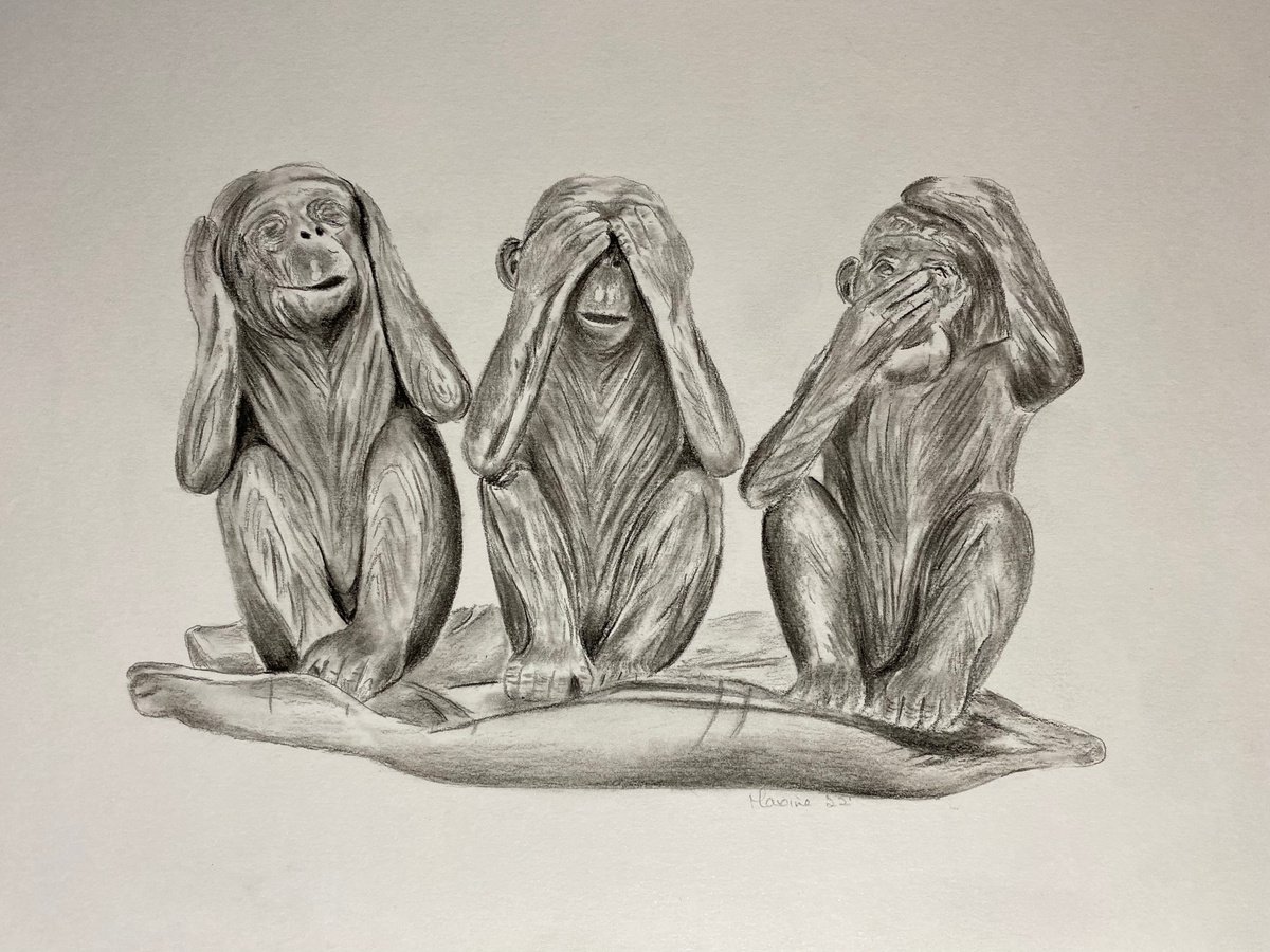 The three wise monkeys by Maxine Taylor