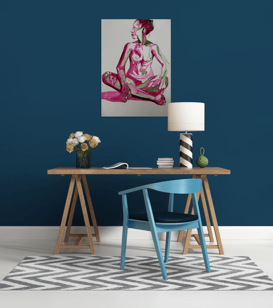 Pink Female seated nude