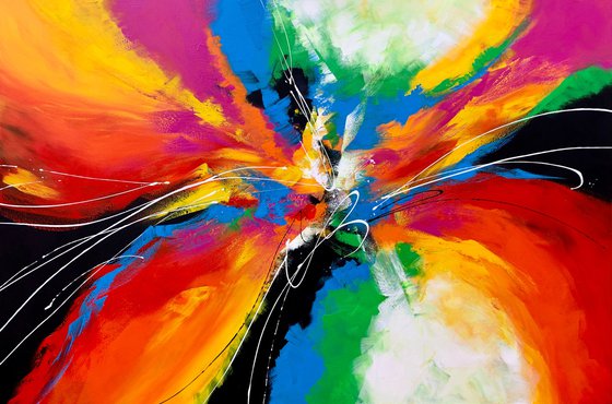 Together We Fly - XL LARGE,  MODERN ABSTRACT ART – EXPRESSIONS OF ENERGY AND LIGHT. READY TO HANG!