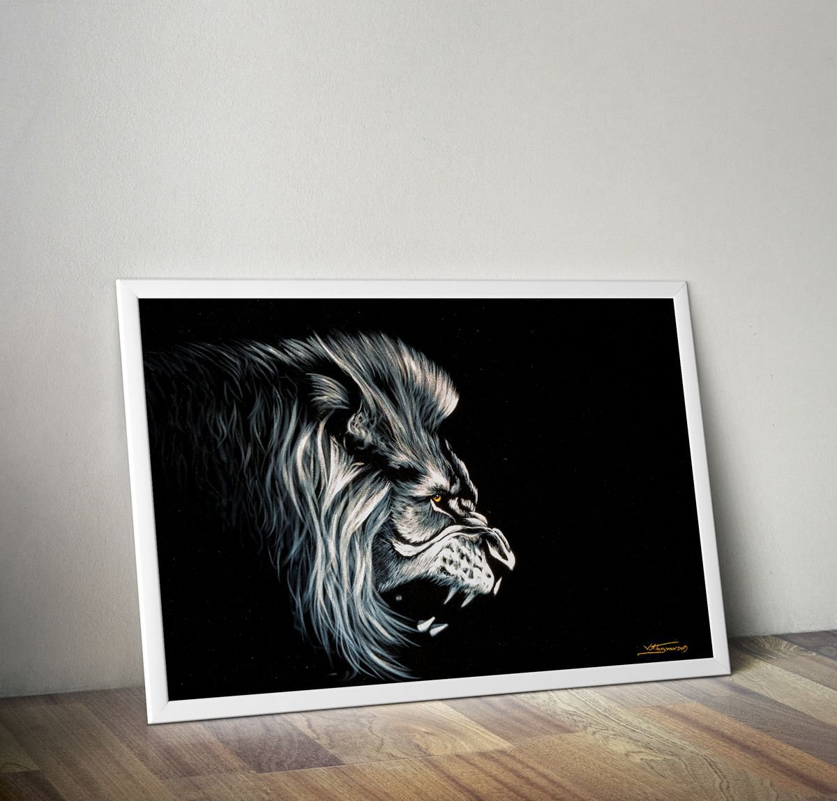 Photorealistic Animal Oil Painting By Vlad Atasyan, 28 X 20", King, Original Artwork