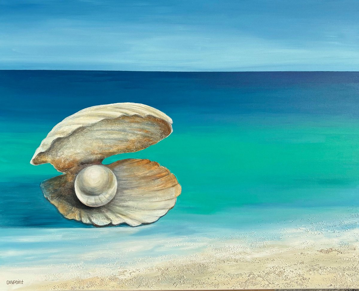 Impressionistic Landscape Painting By Oxypoint, 39 X 31", "Pearl", Original Artwork