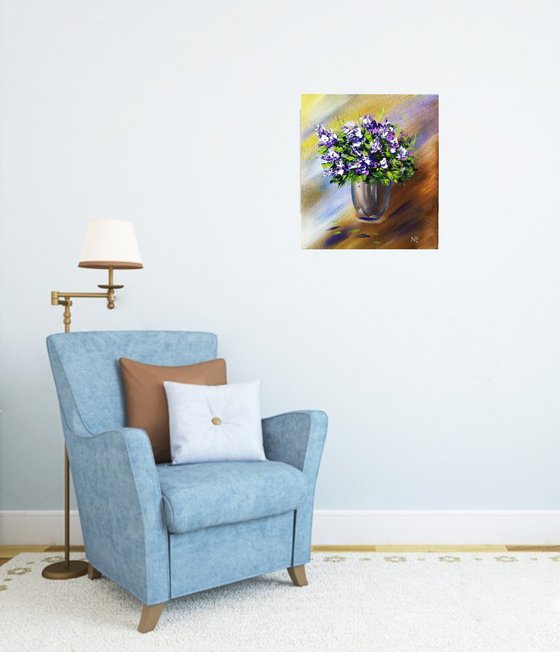 Flowers, small original oil painting, Gift, bedroom painting
