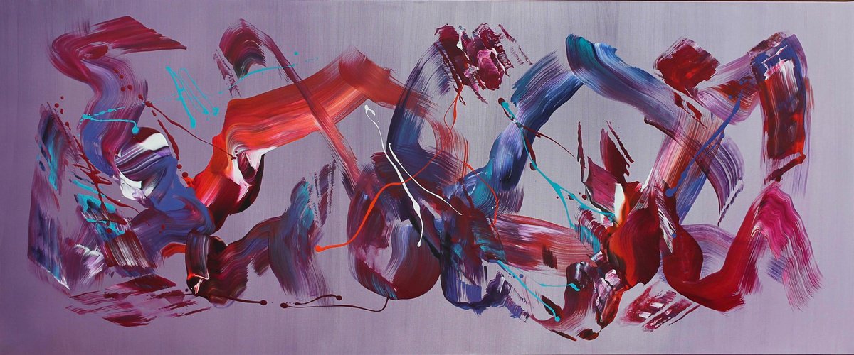 Expressive Abstract Acrylic Painting By Paresh Nrshinga Frsa, 72 X 30", Keys To Your Heart, Original Artwork