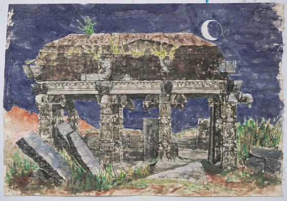 Ruins by moonlight, Hampi