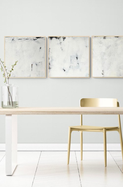 Abstraction No. 4021 b XXL black and white - set of 4 by Anita Kaufmann