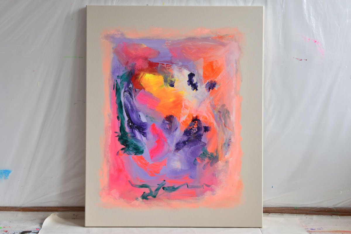 Abstract Acrylic Painting By Sebastian Merk, 31 X 39", Peace, Original Artwork