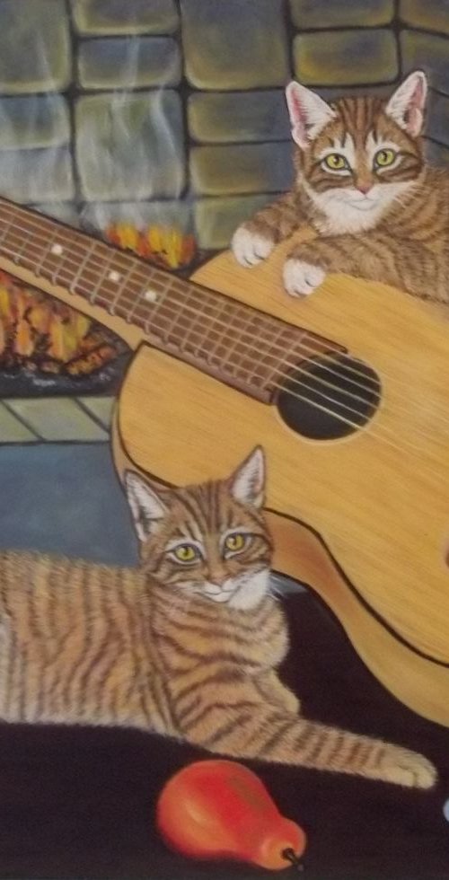 Ginger cats and guitar by Sofya Mikeworth