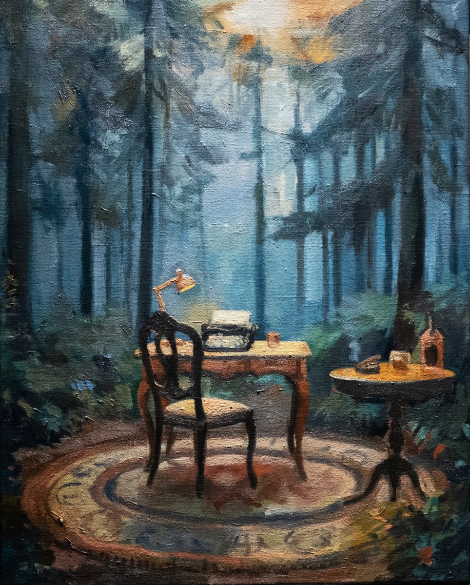 Impressionistic Landscape Oil Painting By Roeland Kneepkens, 16 X 20", The Old Typewriter, Original Artwork