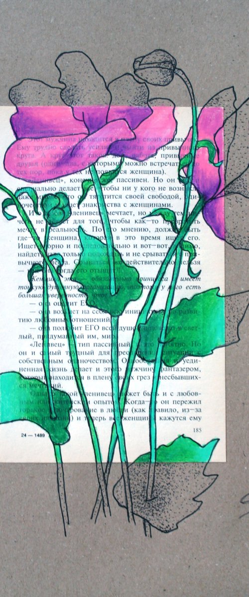 Flower composition I... Mix Media, Collage 8.5x11" /  ORIGINAL PAINTING by Salana Art Gallery