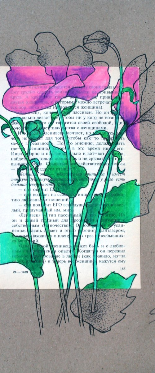 Flower composition I... Mix Media, Collage 8.5x11" /  ORIGINAL PAINTING by Salana Art