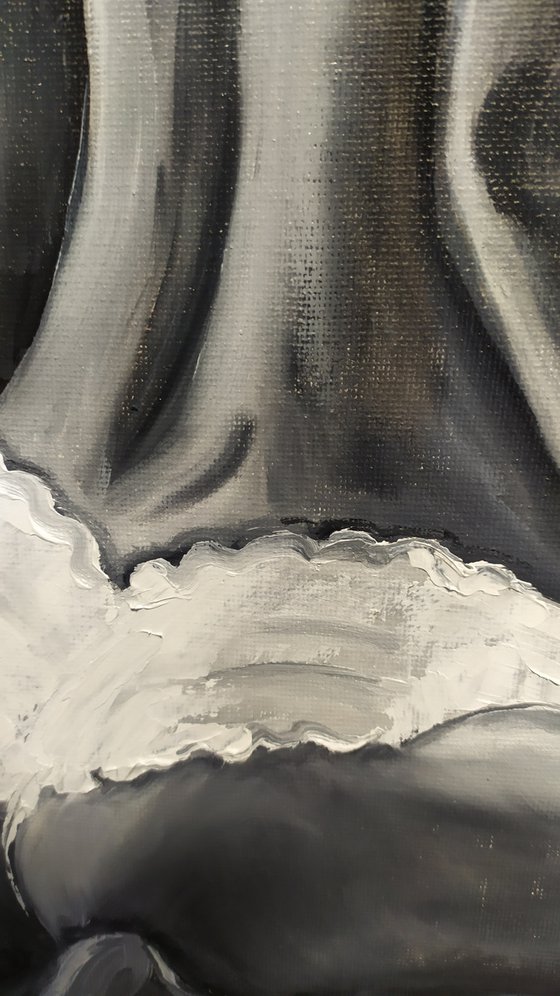 Adele, original erotic nude oil painting, gift, white panties, bedroom painting