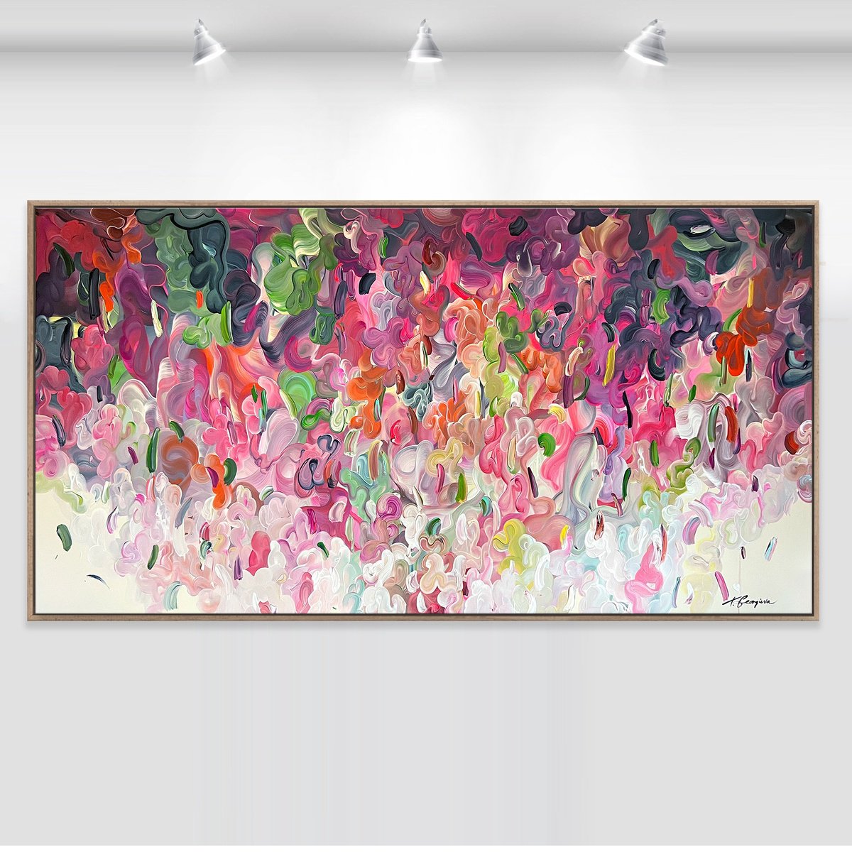 Organic Abstract Acrylic Painting By Tatiana Georgieva, 72 X 37", 