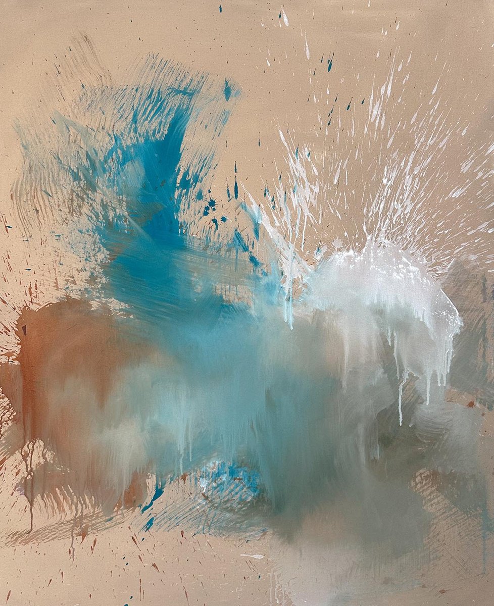 Abstract Acrylic Painting By Omar Obaid, 47 X 59", The Tides Are Turning 2, Original Artwork