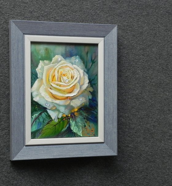 "White Rose" Original art Framed