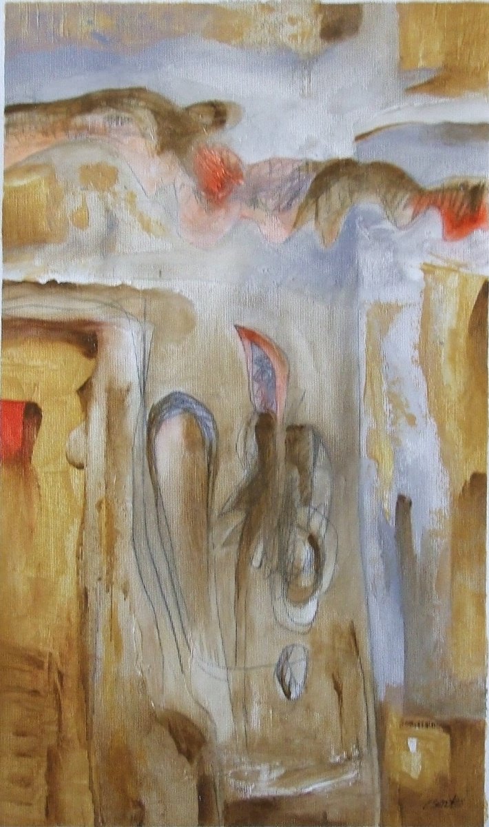 Abstract Oil Painting By Csaba Csendes, 12 X 20, A Kritikus, Original Artwork