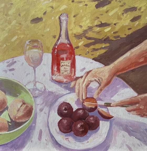 Summer Table with Fruit and Rose