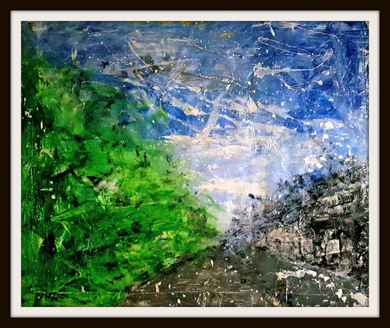 Senza Titolo 194 - abstract landscape - 93 x 76 x 2,50 cm - ready to hang - acrylic painting on stretched canvas