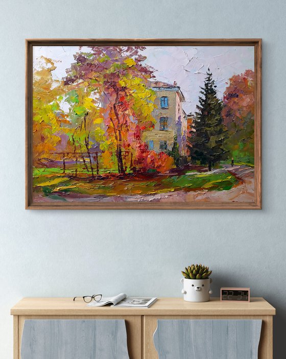 Cityscape with autumn