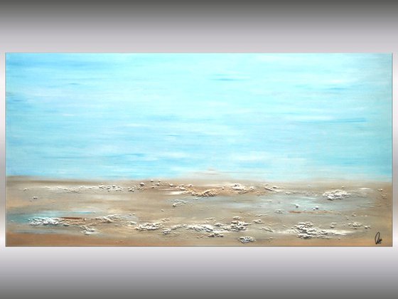 A Place to Remember   - XXL abstract acrylic painting canvas wall art blue beige modern art