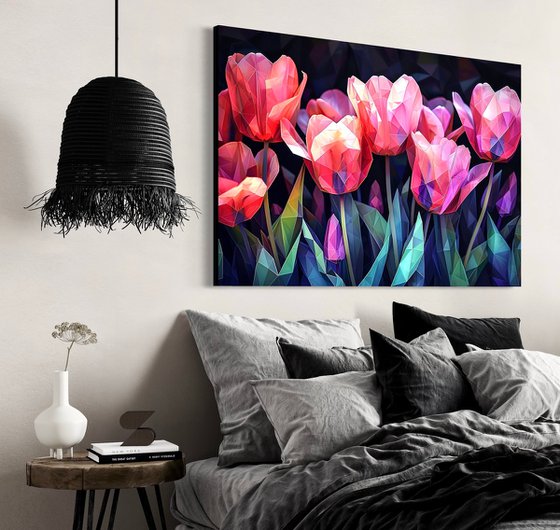 RED TULIPS ON A BLACK