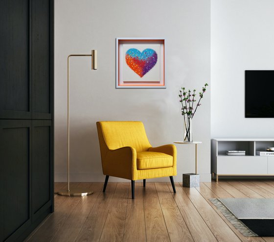 A Vibrant Heart - Contemporary, Colourful, Abstract Love Heart. Created entirely with Spray Paint in Banksy / Pop / Street Art Style Making an Ideal Valentine's Day Gift