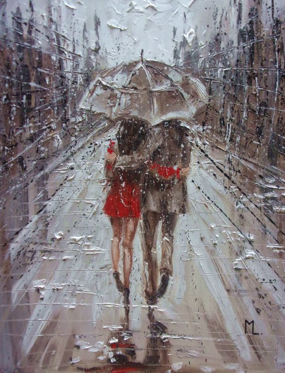" OUR STREET ... " original painting CITY palette knife GIFT